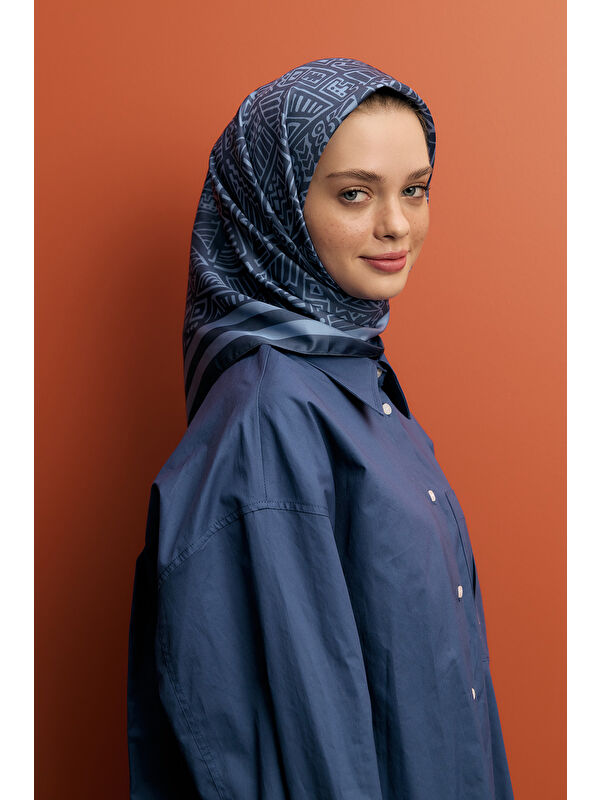 QEF Twill İpek Eşarp Tina İndigo