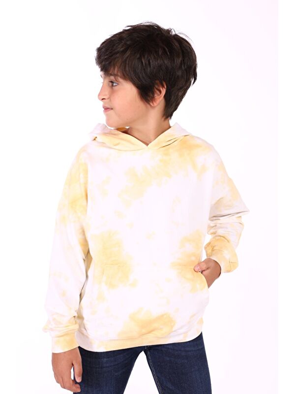Toontoykids Erkek Çocuk Kapüşonlu Bastik Desenli Sweatshirt