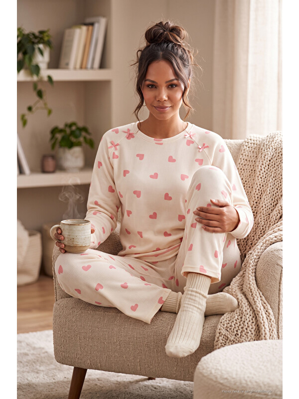 Lela Desenli Yumuşak Dokulu Uzun Kollu Kadın Pijama Takımı 6575020