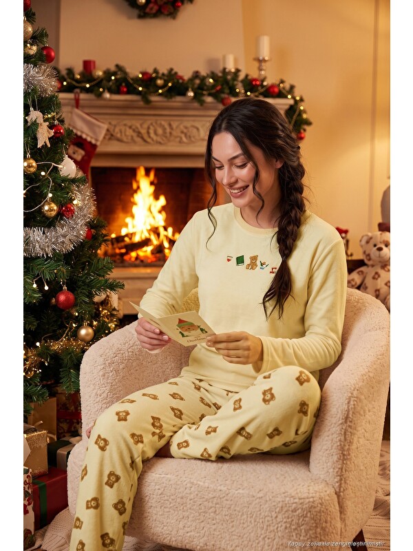 Lela Desenli Yumuşak Dokulu Uzun Kollu Kadın Pijama Takımı 6575016