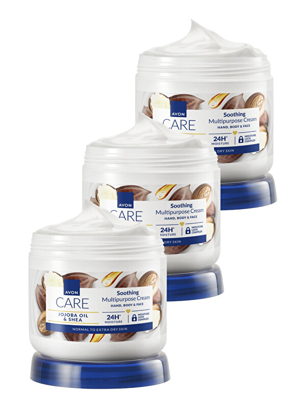 AVON Care Jojoba Yağı ve Shea İçeren Çok Amaçlı Krem 400ml Üçlü Paket