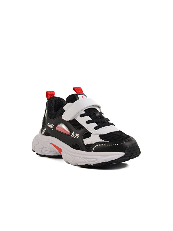 Siyah Cırtlı Fileli Hafif Erkek Çocuk Spor Ayakkabı 1866 F - Görsel 4