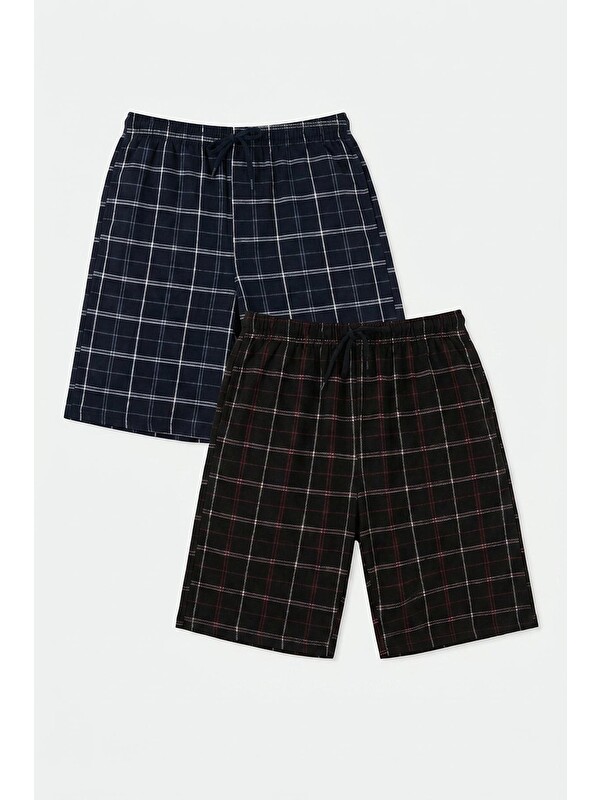 Buratti Pamuklu Regular Fit Bağlamalı Cepli 2'li Pijama Paket Şort 6574004S2