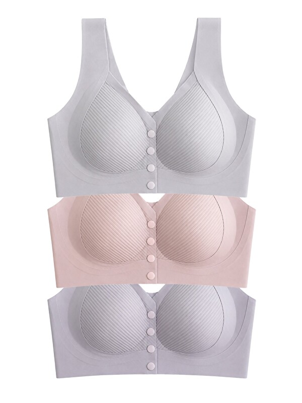 Cottonhill Seamless Bra - Neriva | Lazer Kesim Önden Düğmeli Minimizer Kadın Sütyen 3'Lü Paket