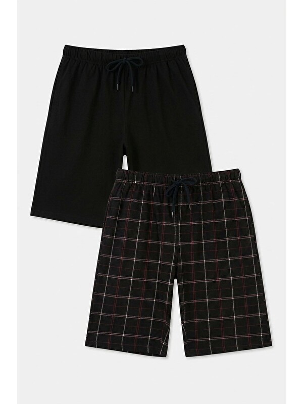 Buratti Pamuklu Regular Fit Bağlamalı Cepli 2'li Pijama Paket Şort 6574004S2