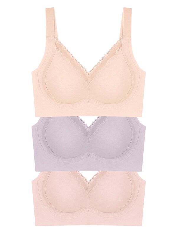 Cottonhill Seamless Bra - Seravia | Lazer Kesim Dantelli Minimizer Kadın Sütyen 3'Lü Paket