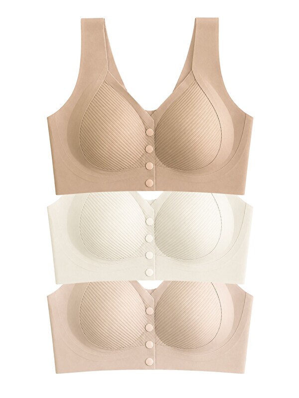 Cottonhill Seamless Bra - Neriva | Lazer Kesim Önden Düğmeli Minimizer Kadın Sütyen 3'Lü Paket-2