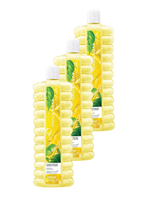 AVON Senses Lemon Burst Limon ve Reyhan Kokulu Banyo Köpüğü 1 Lt. Üçlü Paket