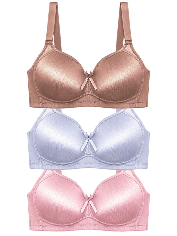 Cottonhill Bra - Elvia | Büyük Beden Parlak Balensiz Straplez Minimizer Kadın Sütyen 3'Lü Paket