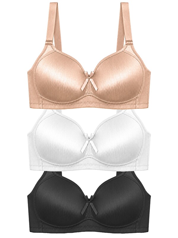 Cottonhill Bra - Elvia | Büyük Beden Parlak Balensiz Straplez Minimizer Kadın Sütyen 3'Lü Paket-2