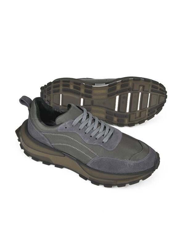 Erkek Hakiki Deri Sneaker 1431042Z7015 Gri - Görsel 3
