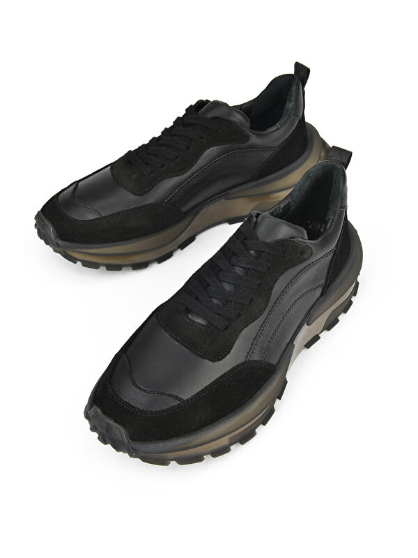 Erkek Hakiki Deri Sneaker 1431042Z7015 Siyah - Görsel 2