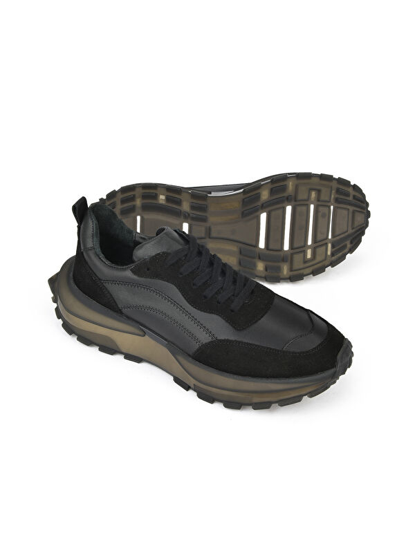 Erkek Hakiki Deri Sneaker 1431042Z7015 Siyah - Görsel 3