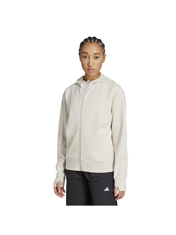 Adidas Designed For Training Kadın Bej Kapüşonlu Ceket