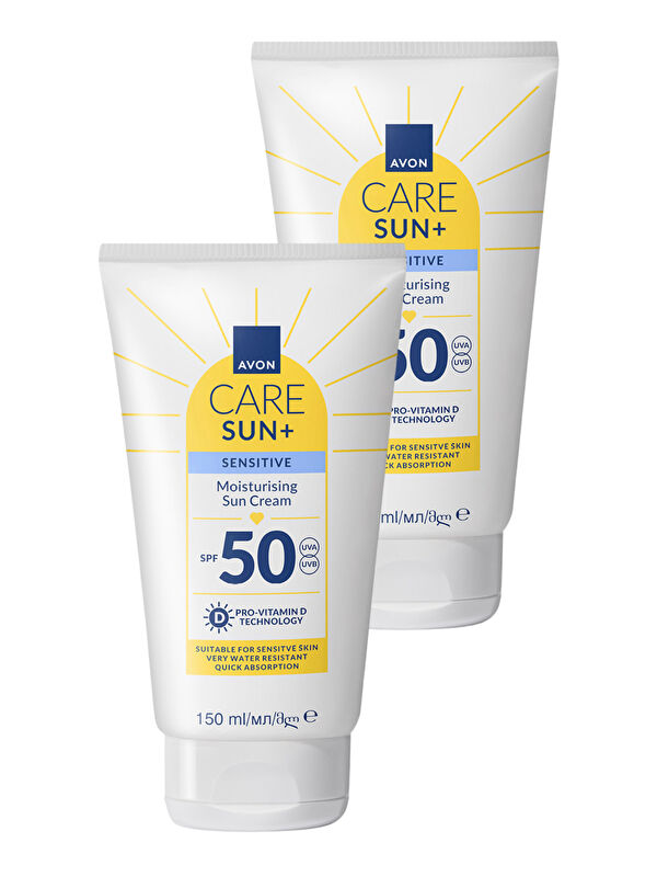 AVON SUN+ PROTECT Hassas Ciltler İçin Nemlendirici Güneş Kremi SPF 50 150 Ml. İkili Paket