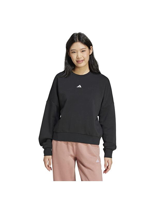 Adidas Small Logo Feel Cozy Kadın Siyah Bisiklet Yaka Sweatshirt