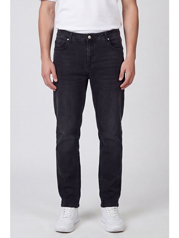Sabri Özel Giotelli Erkek Antrasit Dar Kesim Slim Fit Pamuklu Beş Cep Denim Pantolon