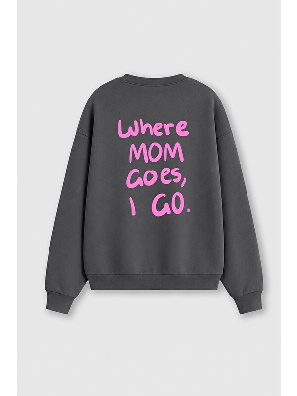 Monila Kadın Premium Kumaş 3 İplik Şardonlu Sırt Baskılı Sweatshirt