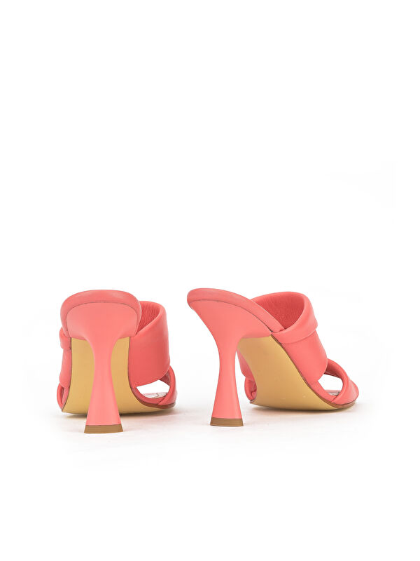 Kadın Hakiki Deri Topuklu Terlik 1411003Z2433 Mercan - Görsel 4