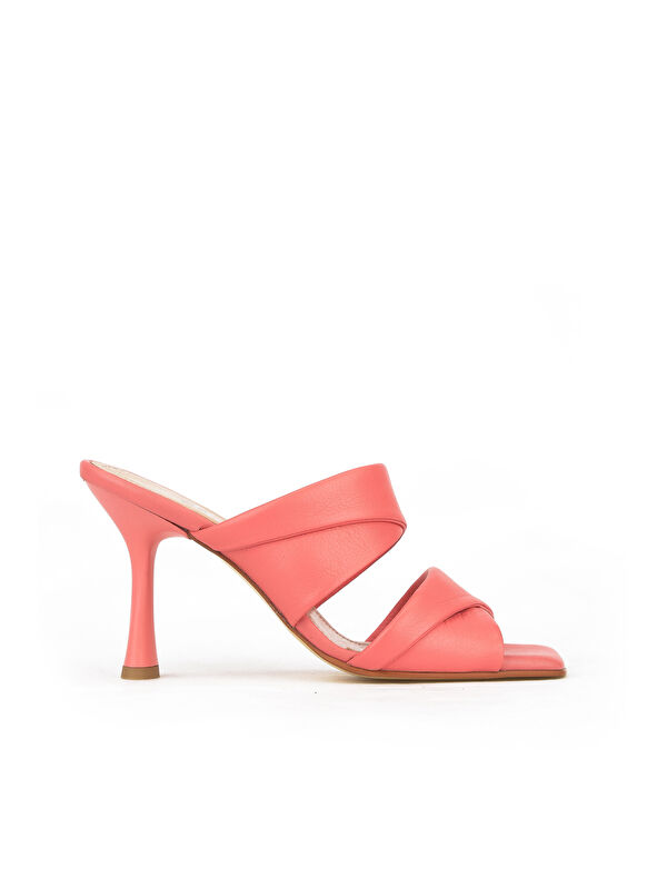 Kadın Hakiki Deri Topuklu Terlik 1411003Z2433 Mercan - Görsel 6