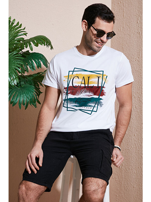 Buratti Pamuklu Slim Fit Bisiklet Yaka Erkek %100 Pamuk Tişört 541CALIFORNIA24