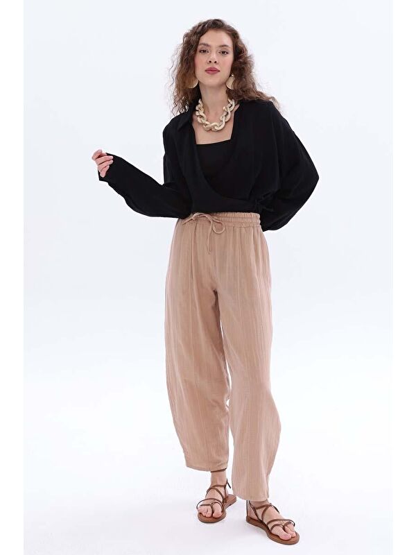 ALLDAY Taş-%100 Pamuklu Cepli Müslin Pantolon