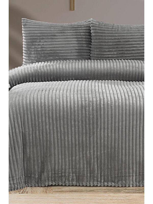 Çeyiz Diyarı Amila Çift Kişilik 220x240 Cm Yatak Örtüsü Gri