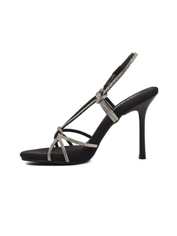 Siyah Kadın Taşlı Abiye Ayakkabı 543119 - Görsel 3