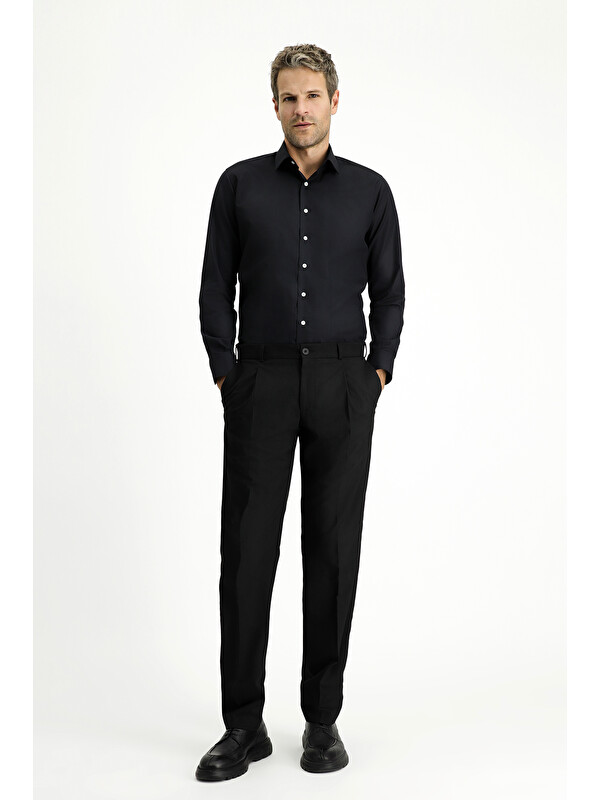 Kiğılı Slim Fit Dar Kesim Elastanlı Pileli Klasik Kumaş Pantolon