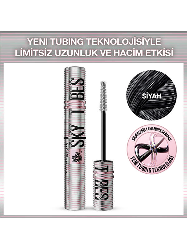 Maybelline New York Lash Sensational Sky Tubes Maskara - Limitsiz Uzunluk ve Hacim Etkisi Veren Tubi