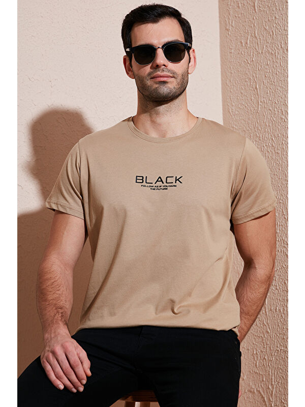 Buratti Baskılı Bisiklet Yaka %100 Pamuk Slim Fit Erkek Tişört 541FOLLOW