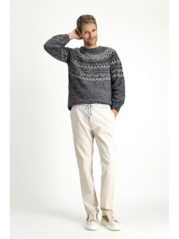 Kiğılı Slim Fit Dar Kesim Elastanlı Beli Lastikli İpli Pantolon