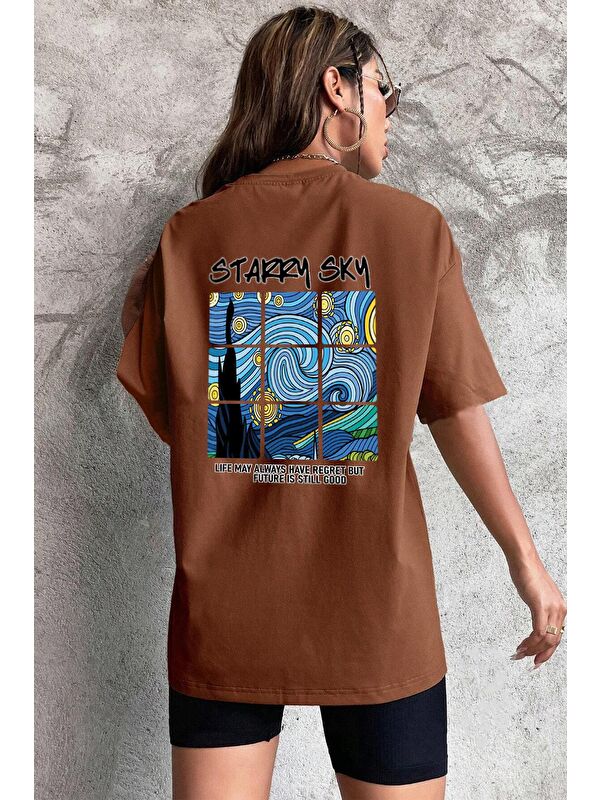 uyguntarz Starry Sky Baskılı Unisex Oversize Tshirt
