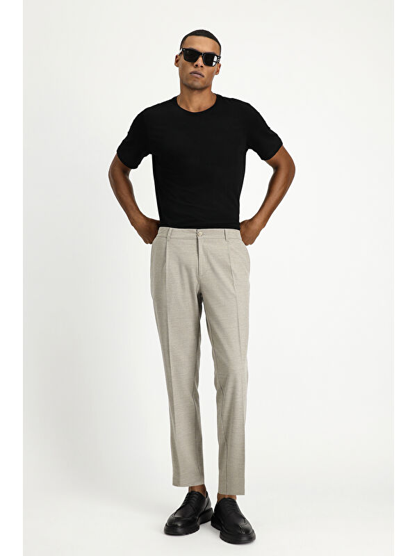 Kiğılı Slim Fit Dar Kesim Elastanlı Pileli Klasik Kumaş Pantolon