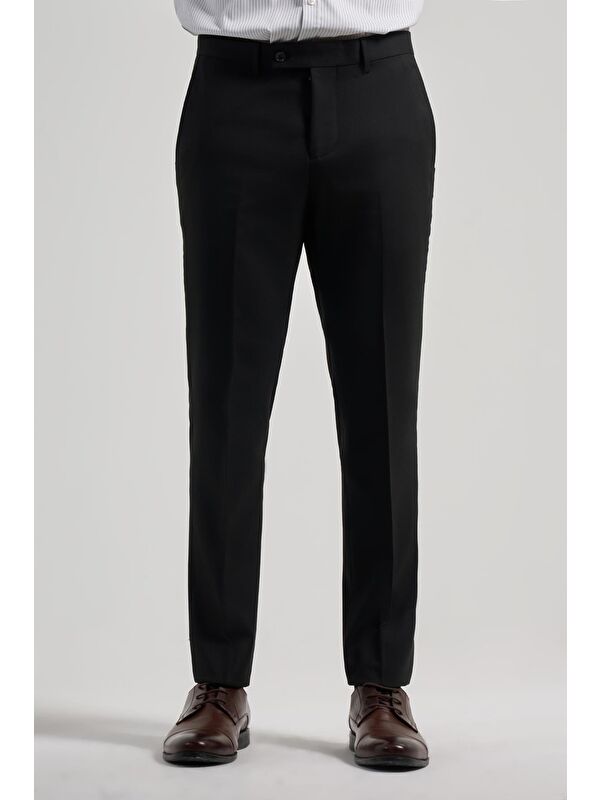 İMZA Siyah Esnek Yandan Cepli Slim Fit Classic Erkek Pantolon 1003250160