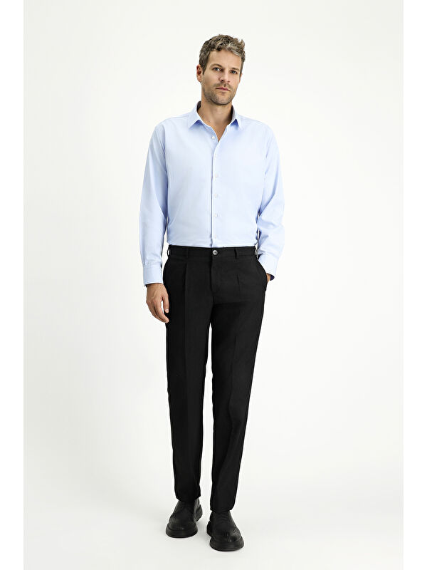Kiğılı Slim Fit Dar Kesim Elastanlı Pileli Klasik Kumaş Pantolon