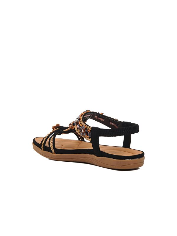 Siyah Hakiki Deri Kadın Sandalet 9636 - Görsel 5