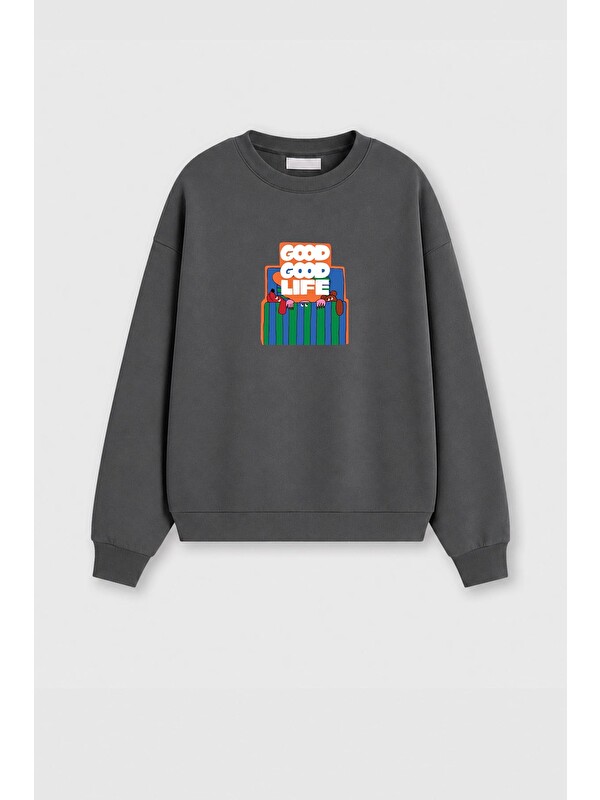 Monila Kadın Premium Kumaş 3 İplik Şardonlu Baskılı Sweatshirt