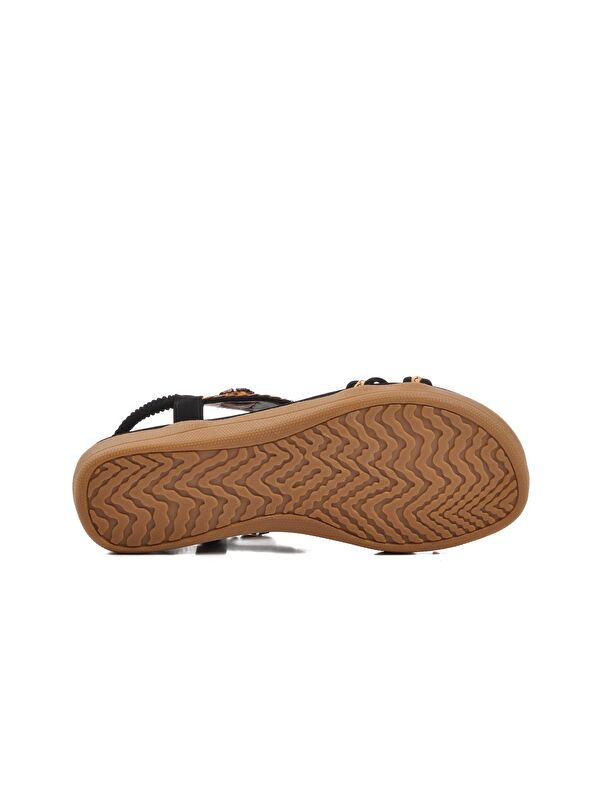 Siyah Hakiki Deri Kadın Sandalet 9636 - Görsel 6