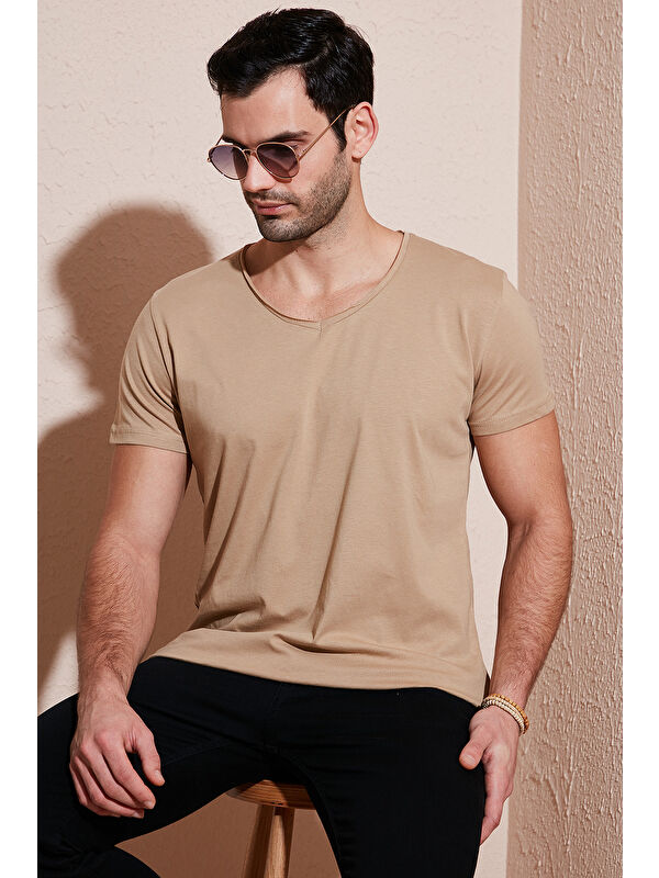 Buratti %100 Pamuk Slim Fit V Yaka Basic Erkek Tişört 5412001