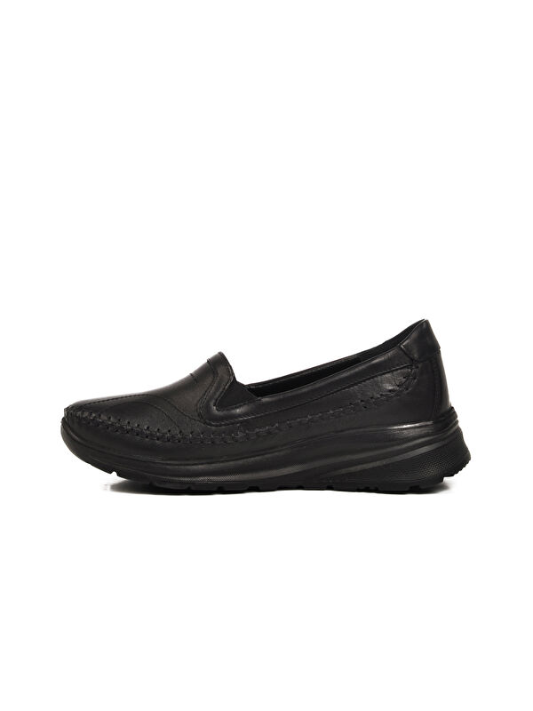 Siyah Hakiki Deri Kadın Casual Ayakkabı 0023 Z - Görsel 3