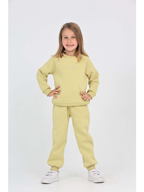 Toontoykids Kız Çocuk 2'li Takım Bisiklet Yaka Sweatshirt & Beli Paçası Lastikli Cepli Jogger Eşofman Altı - 3 İ