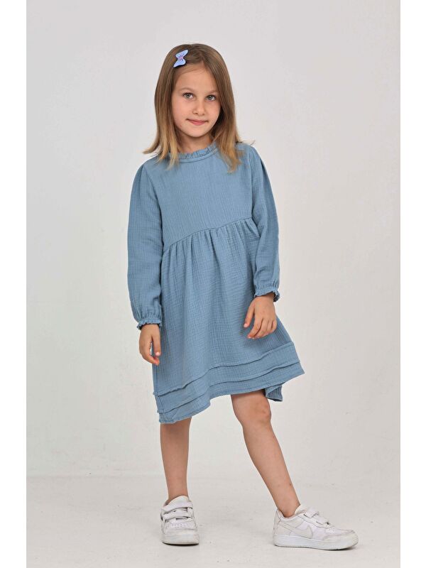 Toontoykids Kız Çocuk Yaka Fırfırlı Elbise