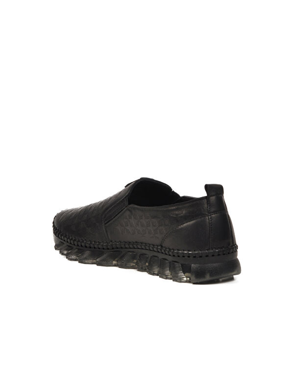 Siyah Hakiki Deri Kadın Casual Ayakkabı 0002 Z - Görsel 5