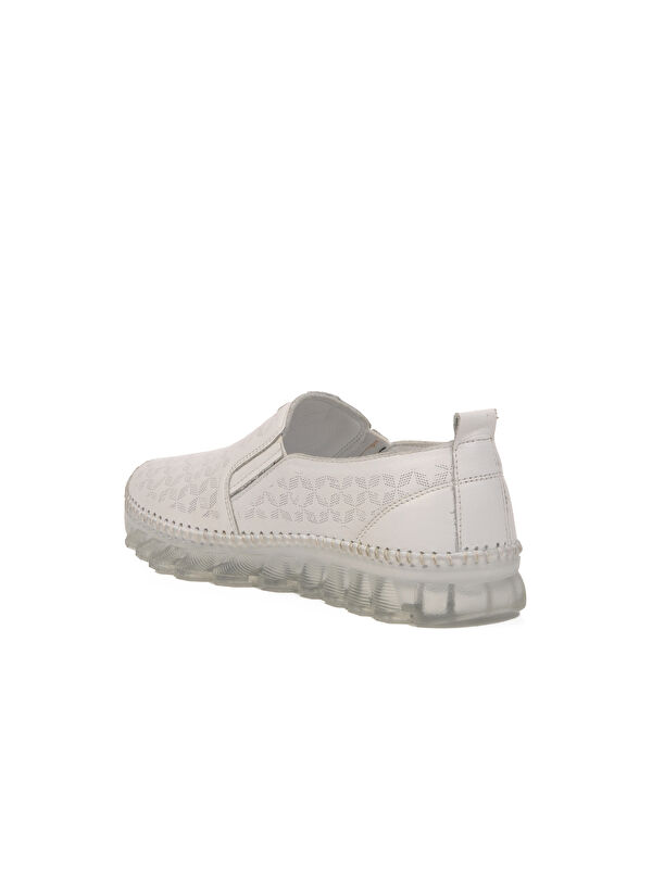 Beyaz Hakiki Deri Kadın Casual Ayakkabı 0002 Z - Görsel 5