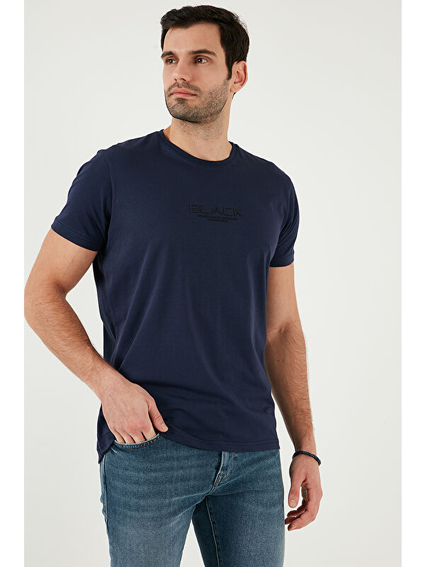 Buratti Baskılı Bisiklet Yaka %100 Pamuk Slim Fit Erkek Tişört 541FOLLOW