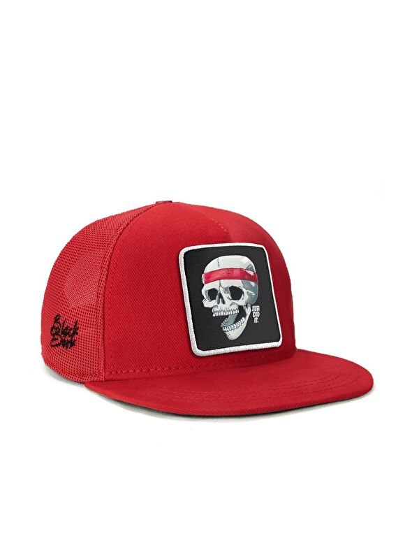 BlackBörk Hip Hop Kids Kurukafa Logolu Kırmızı Çocuk Trucker Şapka