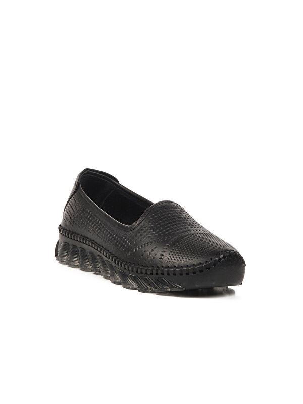 Siyah Hakiki Deri Kadın Casual Ayakkabı 0001 Z - Görsel 4