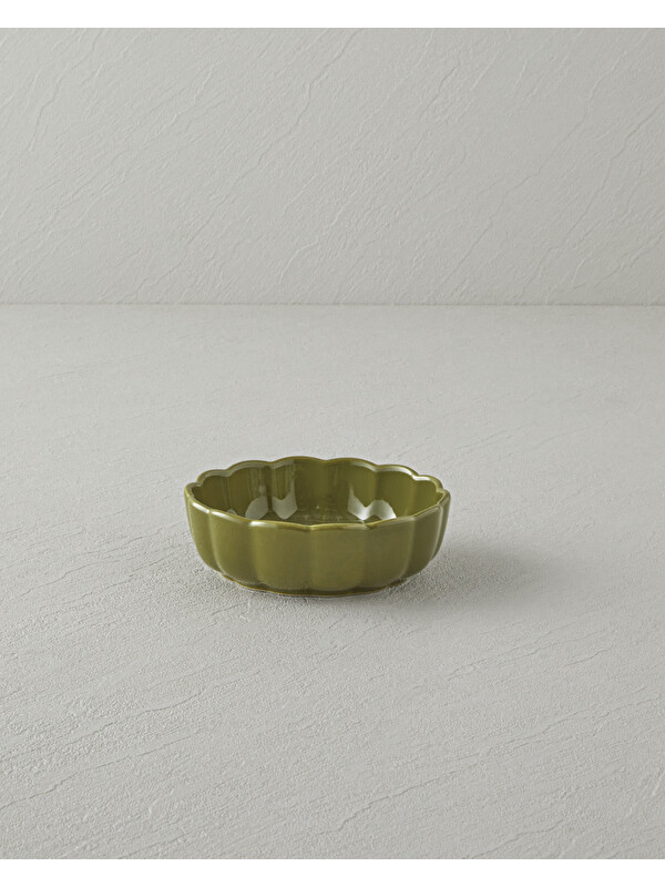 English Home Cottage Stoneware Yuvarlak Fırın Kabı 13x4 cm Koyu Yeşil