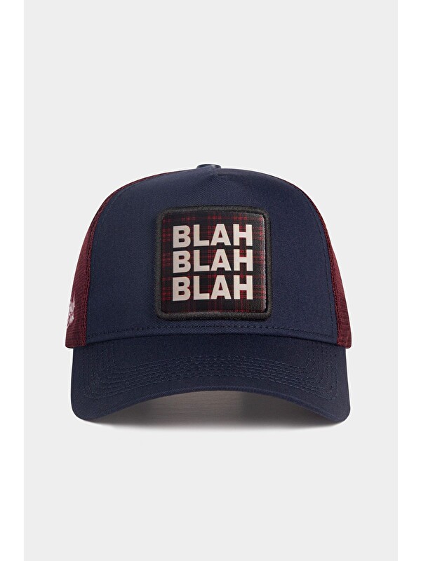 BlackBörk Blah Blah Blah Logolu Lacivert-Bordo Trucker Şapka